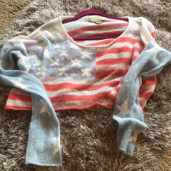 Wildfox Tops - Wildfox crop sweater American flag small